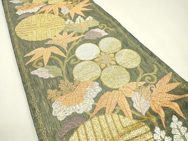 平和屋着物▽六通柄袋帯 櫛織 花唐草文 金銀糸 正絹 逸品 DAAZ6987fe