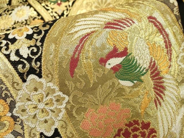 平和屋着物▽六通柄袋帯 立涌鳳凰正倉院花文 金糸 正絹 逸品
