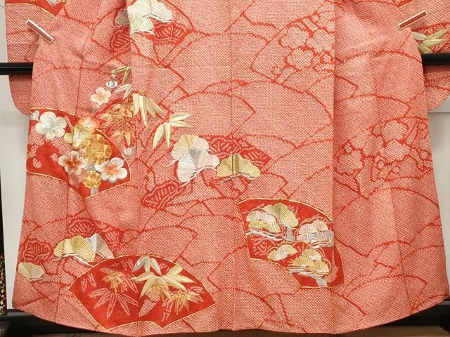 平和屋着物▽豪華振袖 総刺繍 駒刺繍 地紙松竹梅 金銀糸 正絹 逸品