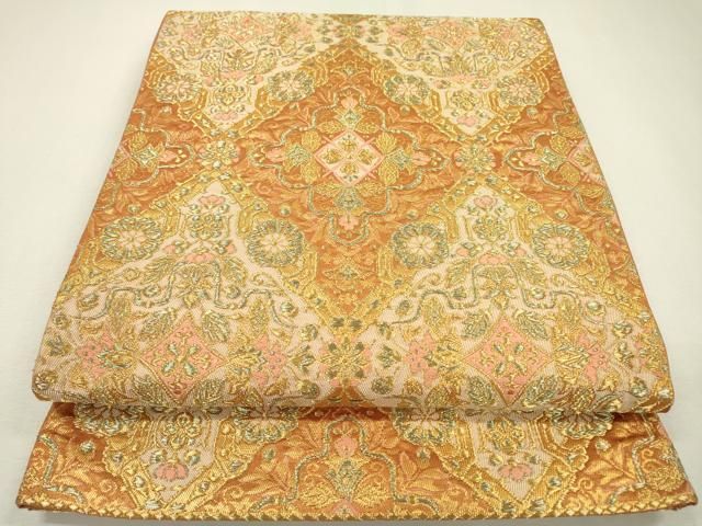 平和屋着物▽六通柄袋帯 花菱文 金糸 正絹 逸品 DABB1015fe - メルカリ