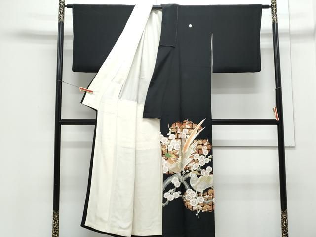 平和屋着物▽豪華黒留袖 刺繍 鴛鴦枝梅文 金彩 正絹 逸品 CABB7046th