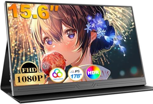 モバイルモニター 15.6インチ ポータブルモニター モバイルディスプレイ 1920 x 1080 FHD IPS液晶パネル 400 Nits 広色域 Tpye-C|mini HDMI|スピーカー内蔵 PS 4|PS 5|XBOX|S 9 b 7 dbcf 8