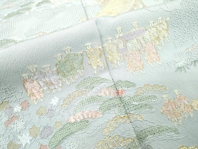 平和屋着物▽中国三大刺繍 スワトウ刺繍 汕頭刺繍 総刺繍 訪問着 人物