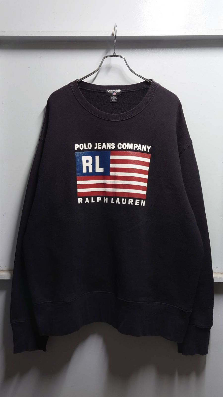 90-00's POLO JEANS RALPH LAUREN 星条旗 ロゴプリント スウェット XL