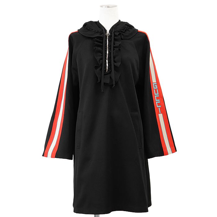 未使用】GUCCI グッチ テクニカルジャージーワンピース ロゴ サイド