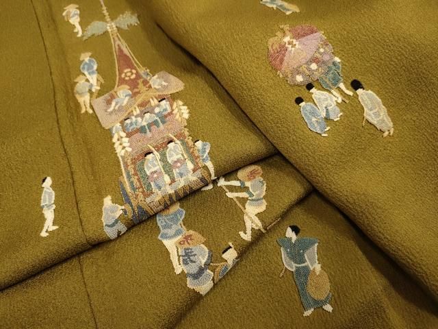 平和屋着物▽中国三大刺繍 相良刺繍 総刺繍 訪問着 祇園まつり 金糸