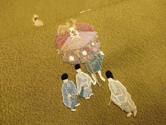 平和屋着物▽中国三大刺繍 相良刺繍 総刺繍 訪問着 祇園まつり 金糸
