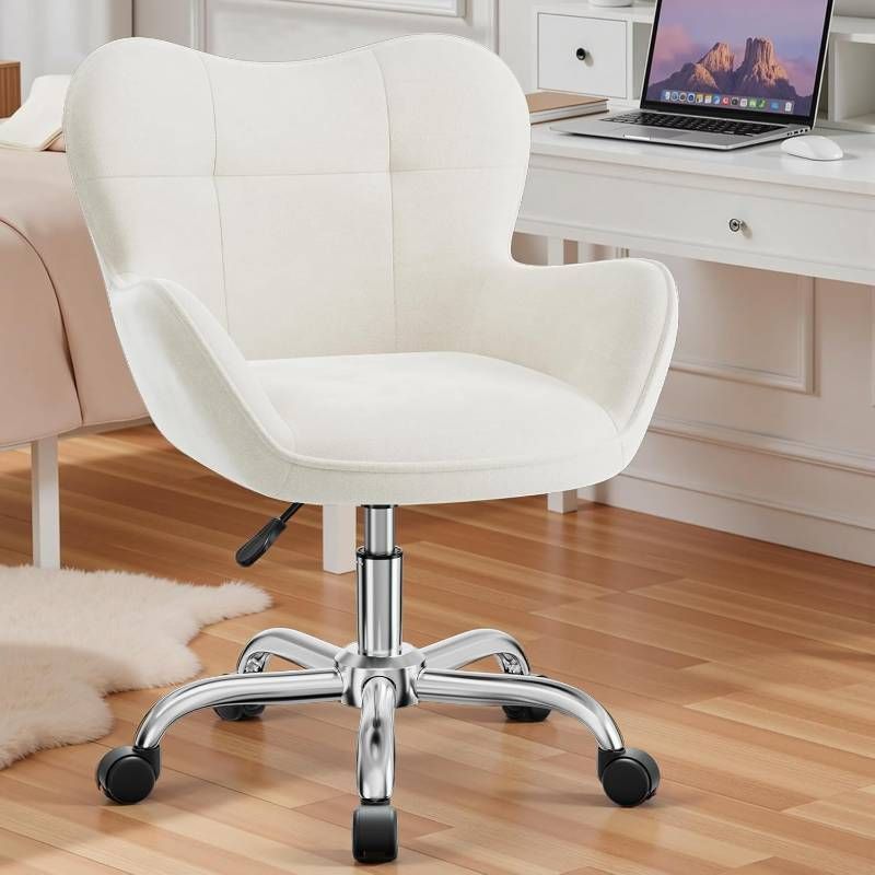  デスクチェア ドレッサーチェア 化粧チェア ベルベット リビングチェア 高さ調節 キャスター付き イス オフィスチェア おしゃれ 360°回転 組立簡単 美容室 ベージュ 仕事用チェア オフィスチェア ワークチェア 椅子 チェア