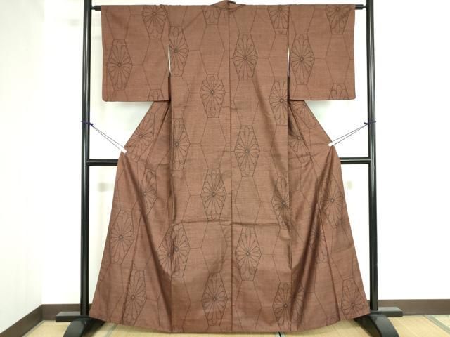 平和屋着物□本場大島紬 9マルキ 亀甲花文 証紙付き 正絹 逸品