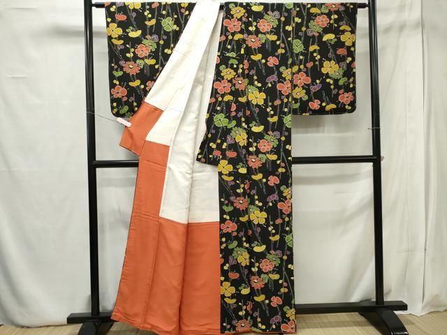 平和屋着物□上質な小紋 枝花文 黒地 正絹 逸品 CABB1831ou - メルカリ