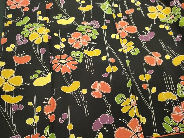 平和屋着物□上質な小紋 枝花文 黒地 正絹 逸品 CABB1831ou - メルカリ