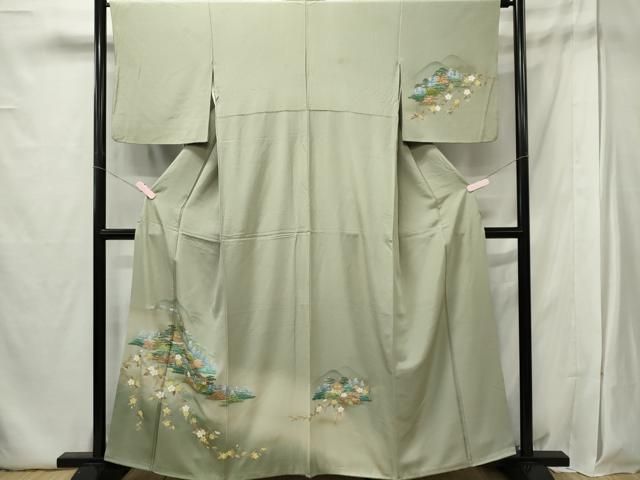 平和屋着物□訪問着 手描き 遠山風景文 暈し染め 金彩 正絹 逸品