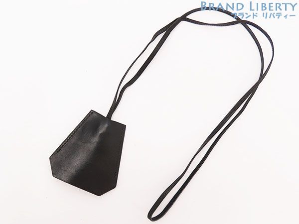 エルメス HERMES ヴィンテージ クロシェット キーリング ネックレス ネックストラップ付きキーリング キーホルダー ブラック ボックスカーフレザー