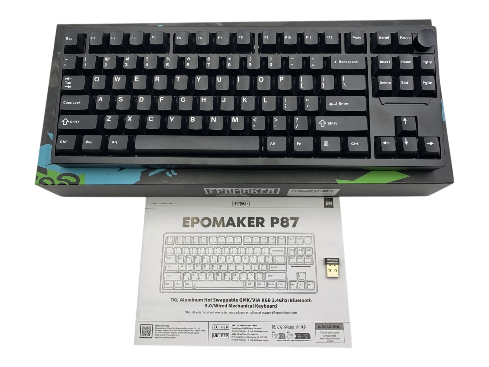 P 87 キーボード ワイヤレス 有線 両対応 アルミケース ノブ付き テンキーレス 付属品完備 ♥級