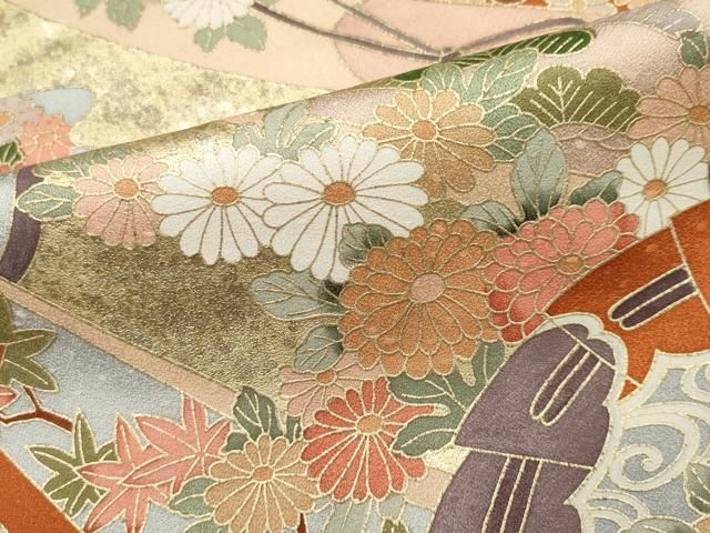 平和屋着物□訪問着 檜扇吉祥花文 金彩 正絹 逸品 CABB1851ou - メルカリ