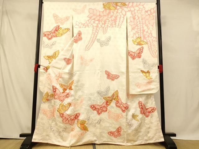 平和屋着物□豪華振袖 駒刺繍 絞り 流水舞蝶文 金銀彩 正絹 逸品