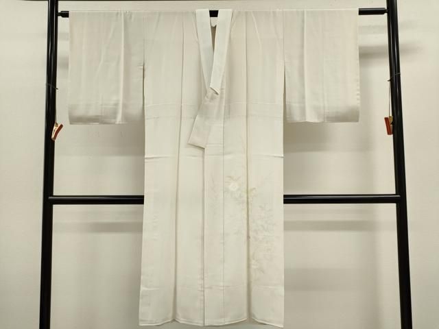 平和屋着物●長襦袢　無双仕立て　手描き　絞り　舞花文　半衿刺繍　正絹　逸品　CABA6378yc 平和屋着物□長襦袢 無双仕立て 手描き 絞り 草花文 暈し染め 正絹