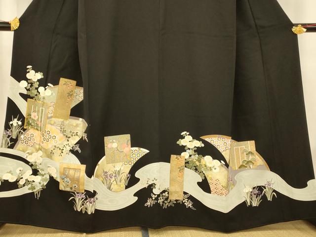 平和屋着物□豪華黒留袖 駒刺繍 吉祥草花籬文 金銀彩 ますいわ屋扱い