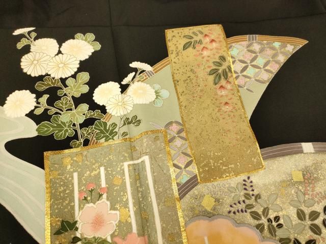 平和屋着物□豪華黒留袖 駒刺繍 吉祥草花籬文 金銀彩 ますいわ屋扱い