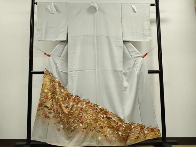 平和屋着物□豪華色留袖 駒刺繍 宝尽くし松文 金彩 正絹 逸品