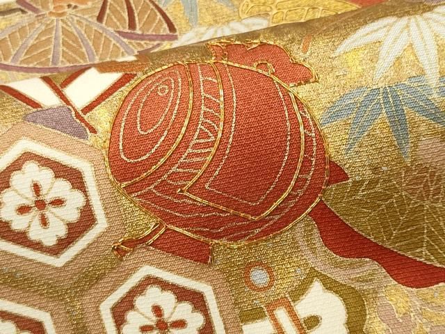 平和屋着物□豪華色留袖 駒刺繍 宝尽くし松文 金彩 正絹 逸品