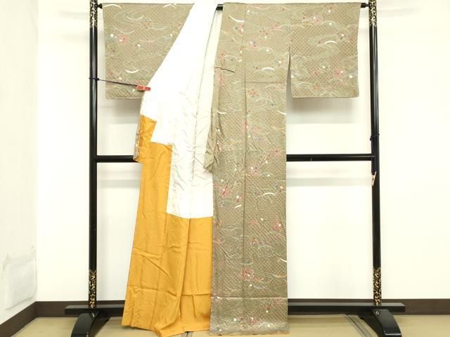 平和屋着物□上質な小紋 絞り 流水花文 やまと誂製 正絹 逸品 未使用