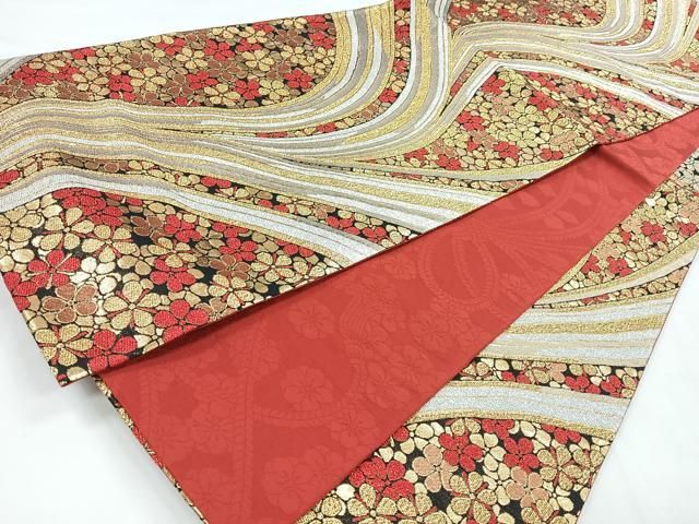 平和屋着物◎六通柄袋帯 流水花文 金銀糸 正絹 逸品 CABB1125nb - メルカリ