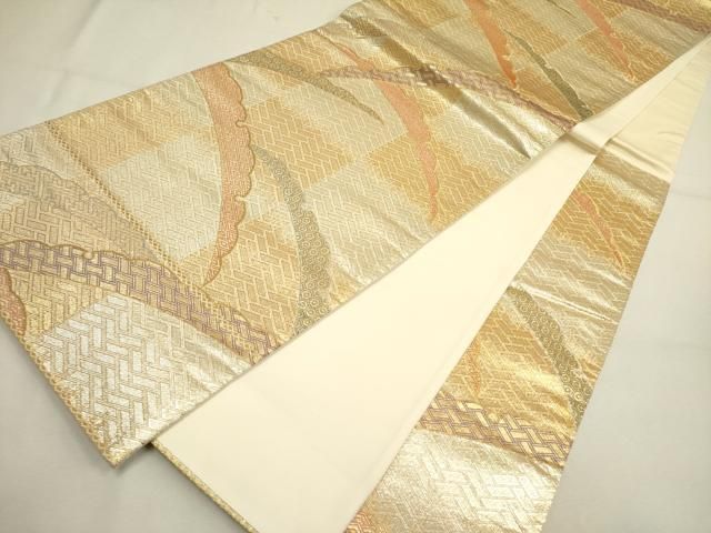 平和屋着物◎七宝佐賀錦 六通柄袋帯 雪芝 二重箔織 金糸 正絹 逸品