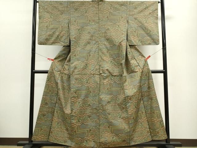 平和屋着物□本場大島紬 7マルキ 幾何学花文 正絹 逸品 CABB1887ou