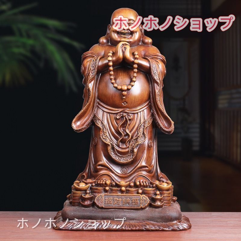 布袋尊 ほてい さま 伊勢 宮忠 木彫 丸布袋 桧 13cm No 11 幅13cm