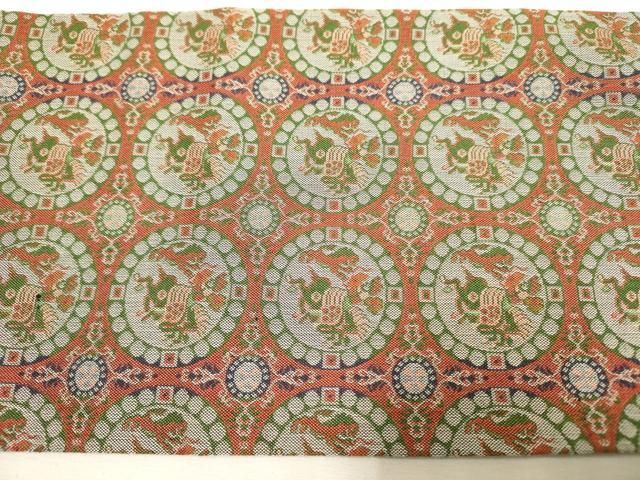 平和屋着物◎全通柄九寸名古屋帯 鳥獣丸文 正絹 逸品 DABA6772op