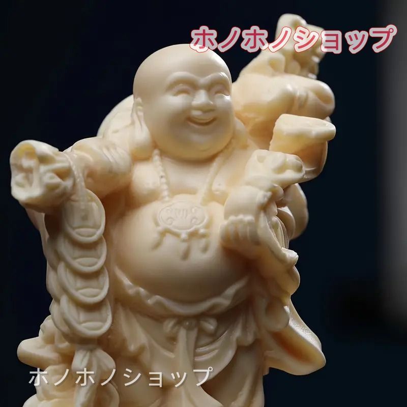 木彫り　特大　布袋様　七福神　置物　商売繁盛　開運 桧木 木彫り 布袋尊 布袋様 七福神 丸 一点もの 縁起物 金運アップ