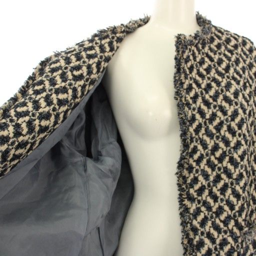 新品 IENA＆NAVY ノーカラーツイード ジャケット ベージュ 36 イエナ 中古・古着通販】IENA (イエナ) ＆NAVY ノーカラーツイードジャケット