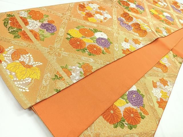 平和屋着物◎六通柄袋帯 唐織 御殿天井絵文 金銀糸 正絹 逸品