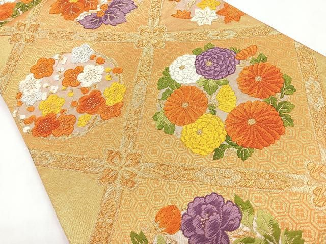 平和屋着物◎六通柄袋帯 唐織 御殿天井絵文 金銀糸 正絹 逸品