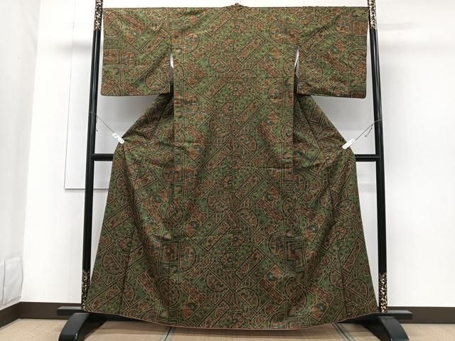 平和屋着物□小紋 更紗花鳥文 金彩 洗える着物 CABB8691xi - メルカリ