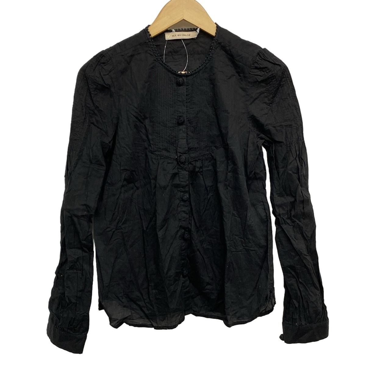 【新品・未使用品】See by Chloé ネイビーシャツ 長袖 SEE BY CHLOE(シーバイクロエ) 長袖シャツブラウス サイズI40 M