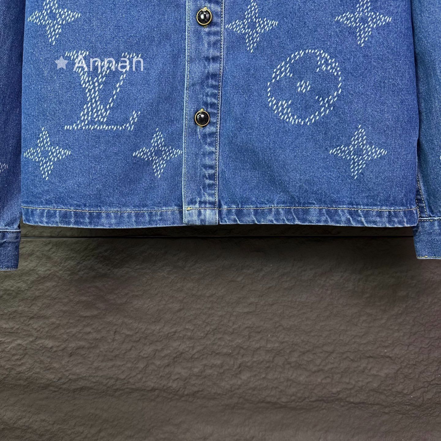 5821【美品】ルイヴィトン‪☆モノグラムロゴ入りデニムジャケット サイズ36 美品 LOUISVUITTON ルイヴィトン メンズ モノグラム デニムジャケット