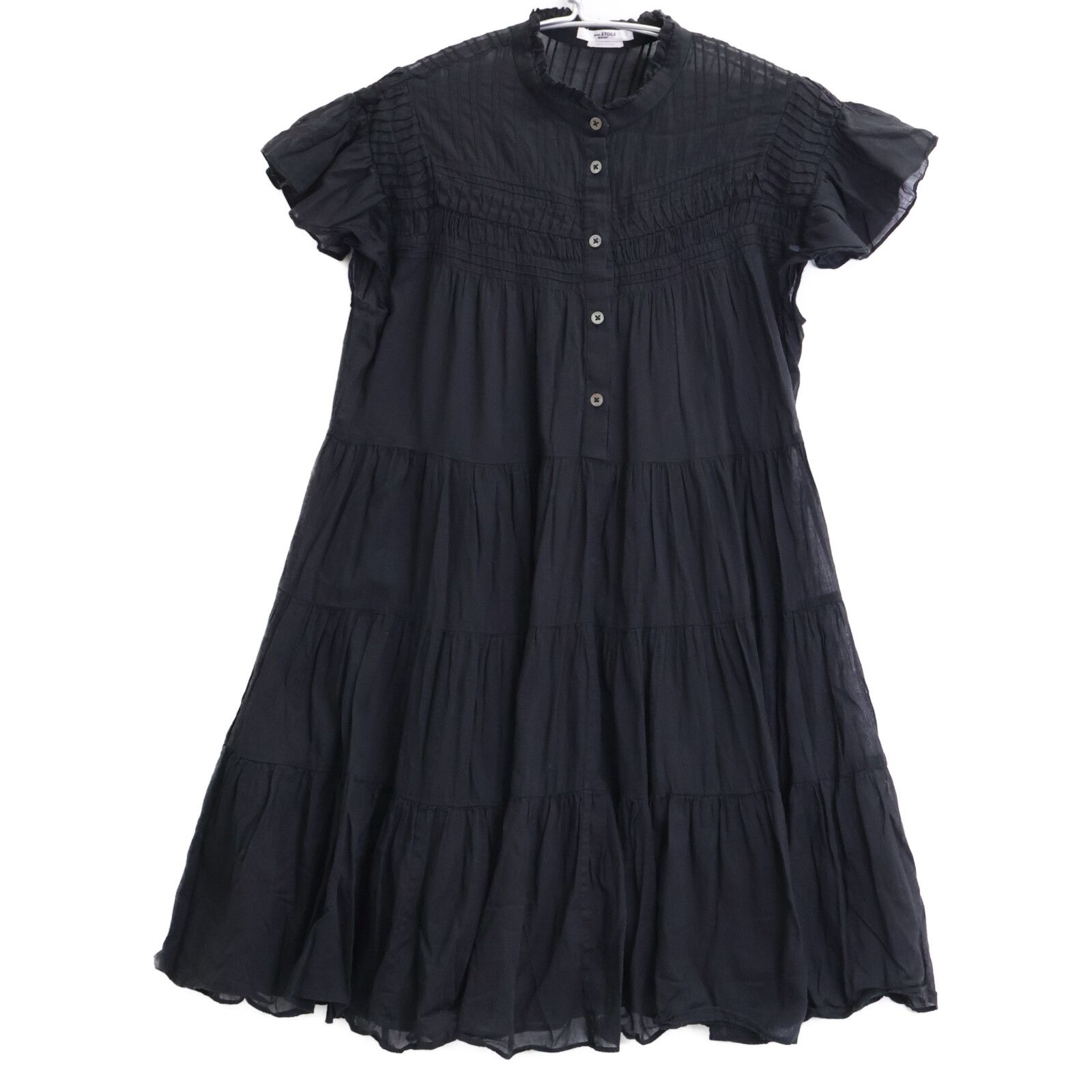 ISABEL MARANT イザベルマラン ﾌﾞﾗｯｸ Lanikaye dress ﾌﾘﾙﾜﾝﾋﾟｰｽ 36