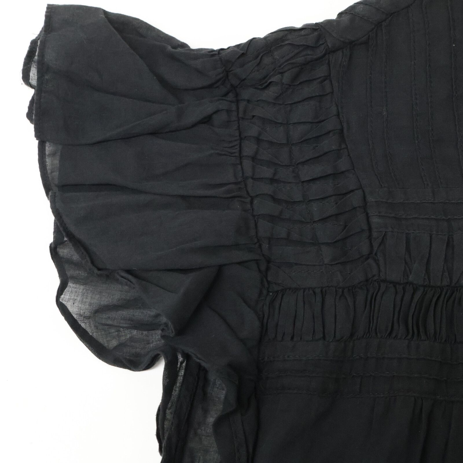 ISABEL MARANT イザベルマラン ﾌﾞﾗｯｸ Lanikaye dress ﾌﾘﾙﾜﾝﾋﾟｰｽ 36