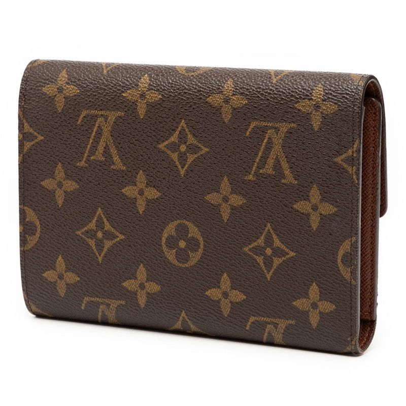 ルイ ヴィトン モノグラム ポルトトレゾール エテュイ パピエ 三つ折り財布 長財布 M 61202 ブラウン PVC レザー レディース LOUIS VUITTON 1-0248572