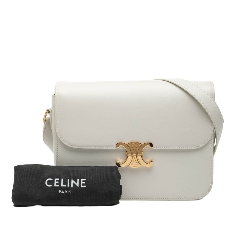 CÉLINE ホワイトエスパドリーユ 美品 セリーヌ トリオンフ ホワイト レザー レディース CELINE【244-49258