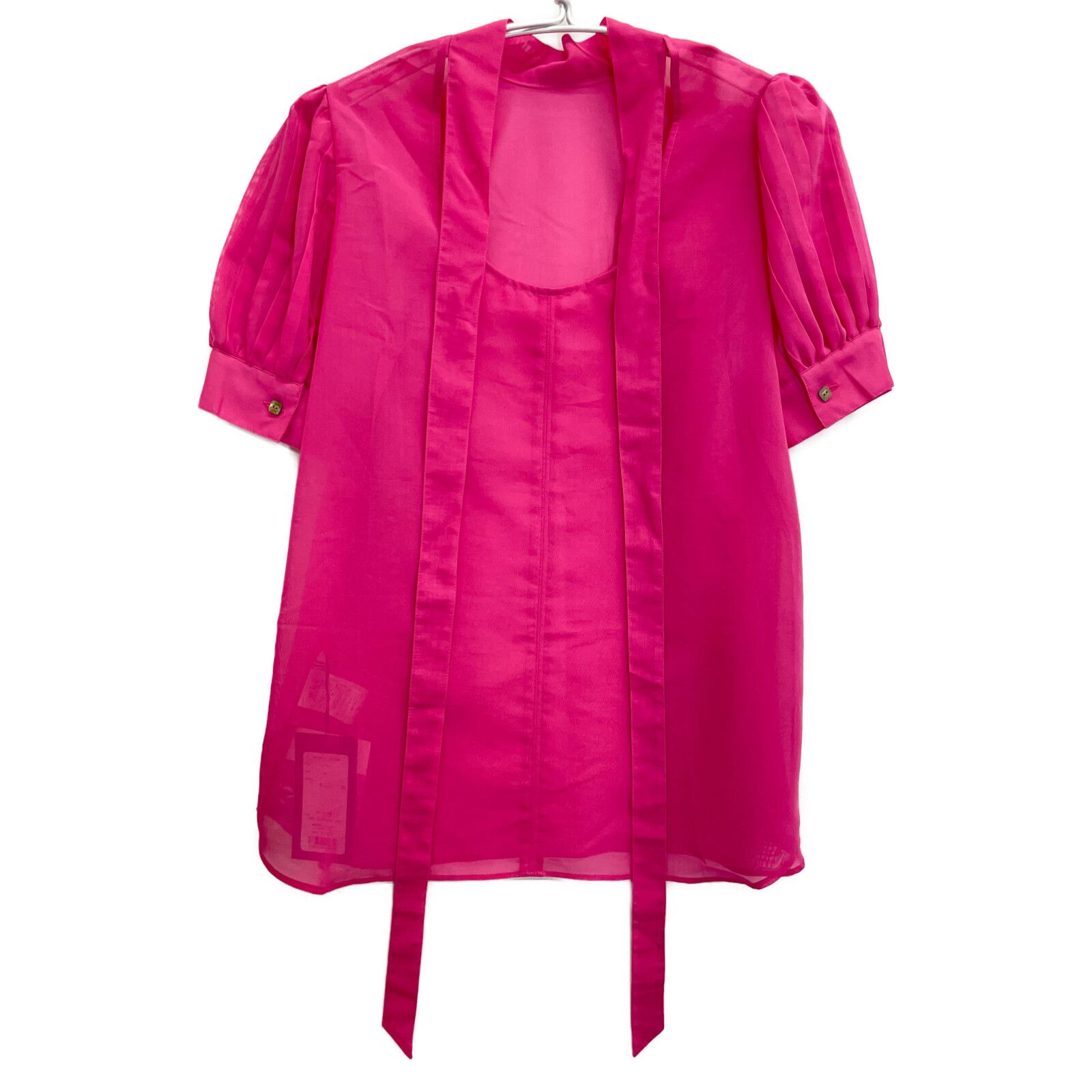 ボーダーズアットバルコニー　ピンク　トップス　ブラウス　38 BORDERS at BALCONY ボーダーズアットバルコニー ﾋﾟﾝｸ PUFF SLEEVE