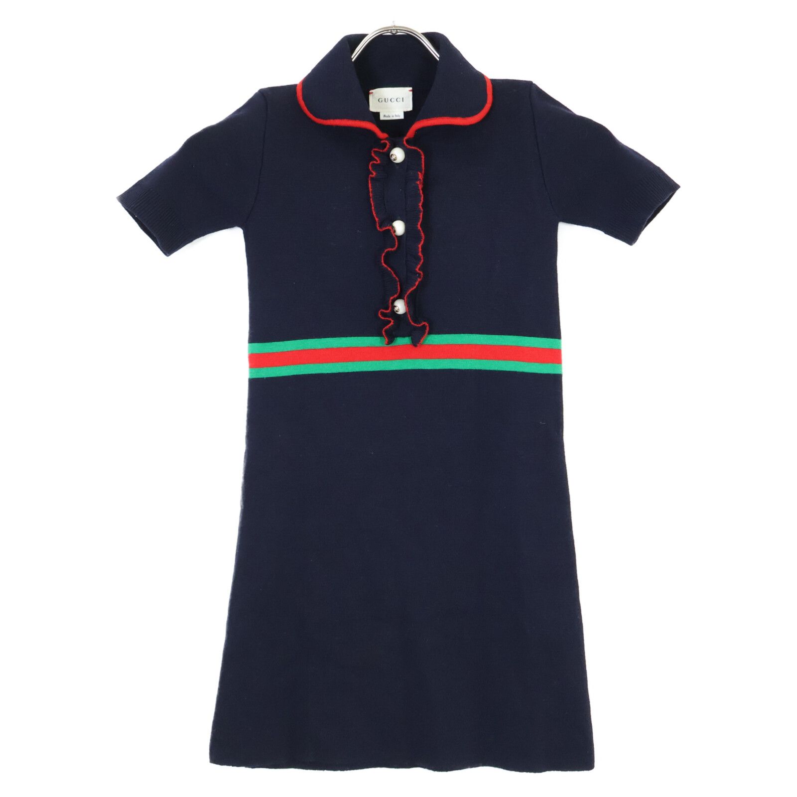 GUCCI グッチ 525530X1635 ｼｪﾘｰﾗｲﾝ GGﾊﾟｰﾙﾎﾞﾀﾝﾆｯﾄﾜﾝﾋﾟｰｽ 6 - メルカリ