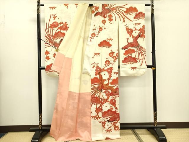 平和屋着物□豪華振袖 駒刺繍 鳳凰花文 金彩 正絹 逸品 DABA6864op