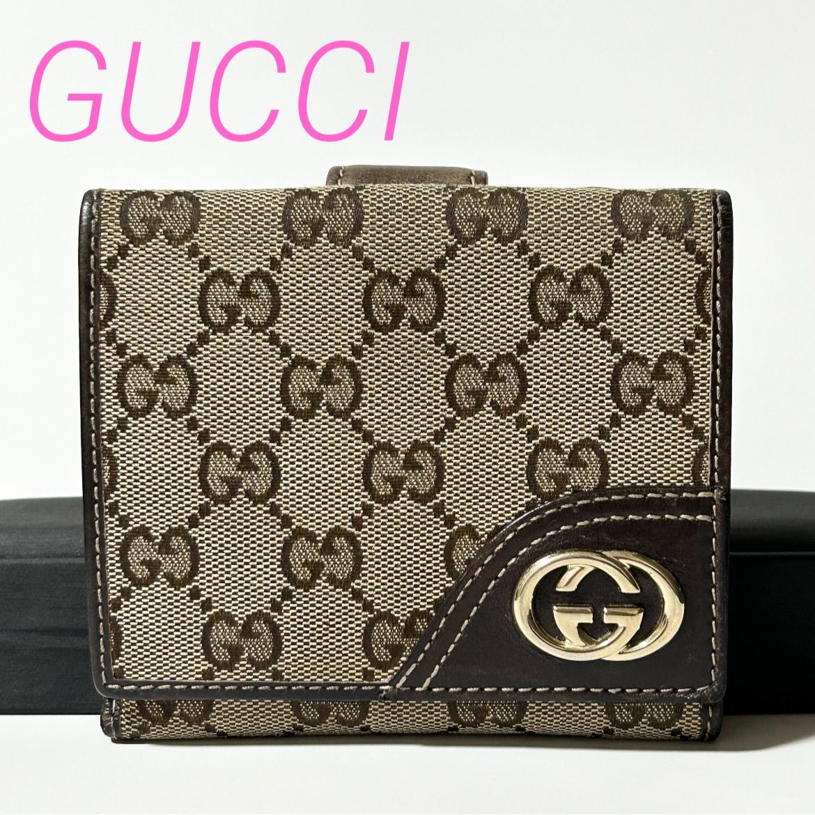 GUCCI GGキャンバス Wホック 二つ折り財布 131594 2113 ウォレット ベージュ 0057211 c