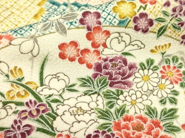 平和屋着物□上質な小紋 鹿の子 草花文 金彩 正絹 逸品 未使用