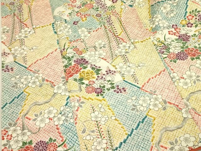 平和屋着物□上質な小紋 鹿の子 草花文 金彩 正絹 逸品 未使用