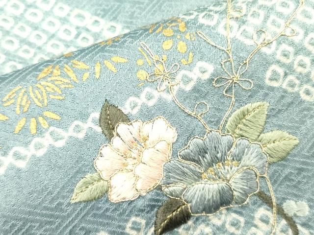 平和屋着物□訪問着 駒刺繍 絞り 地紙花文 金彩 正絹 逸品 DABA6878op