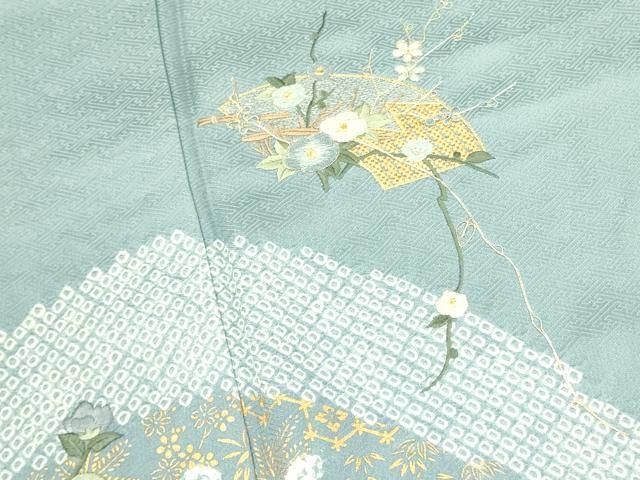 平和屋着物●訪問着　駒刺繍　地紙草花文　金彩　三越扱い　正絹　逸品　DAAZ7706ud 平和屋着物□訪問着 駒刺繍 絞り 地紙花文 金彩 正絹 逸品 DABA6878op